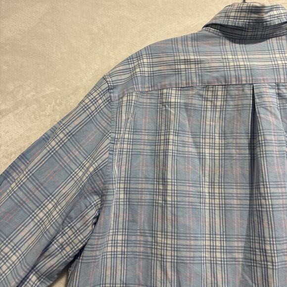 Vineyard Vines Classic Fit Murray Shirt Men's Large Linen Blend Blue Pink Plaid - Picture 10 of 16
